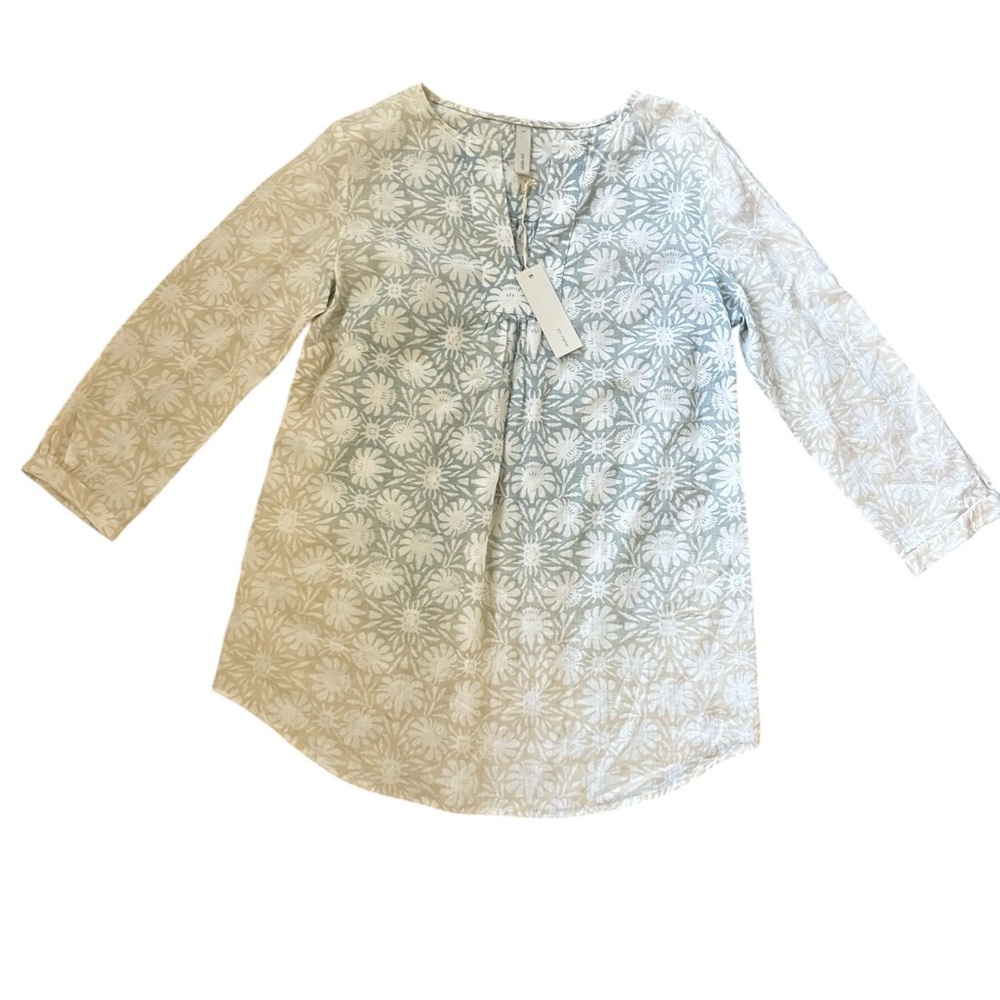 Studio 412 Ryan Sky Floral Ombre 100% Linen Blouse Blue White NWT Sz S